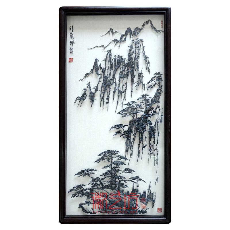 黃山奇松怪石風(fēng)景水墨鐵畫李強作品 中式裝飾掛畫可欣賞收藏