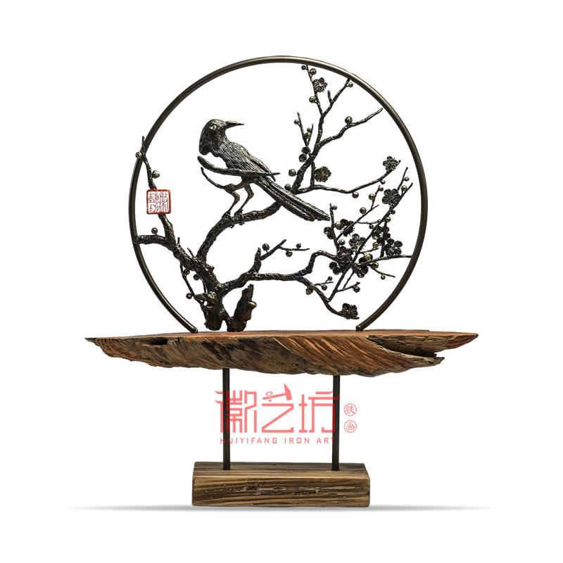 雙面鏤空鐵畫喜上眉梢鐵藝金屬擺件 安徽特色非遺手工藝術(shù)品