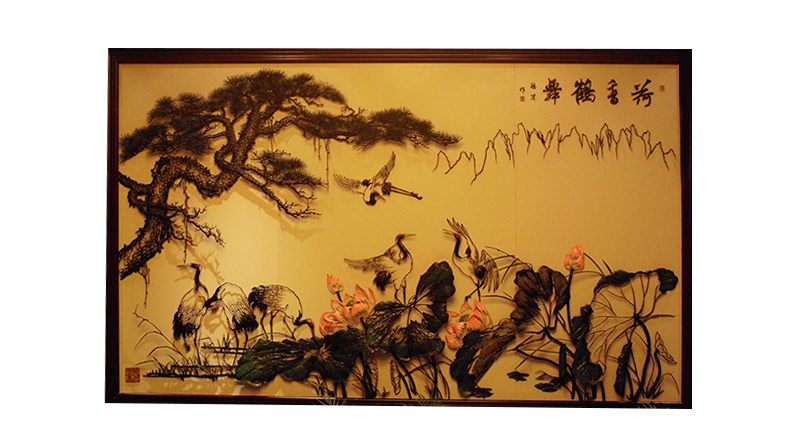 荷香鶴舞-李?lèi)?ài)平設(shè)計(jì)鐵畫(huà)作品