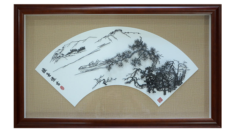 漁舟懷古-魏民春鐵畫(huà)大師扇面山水作品