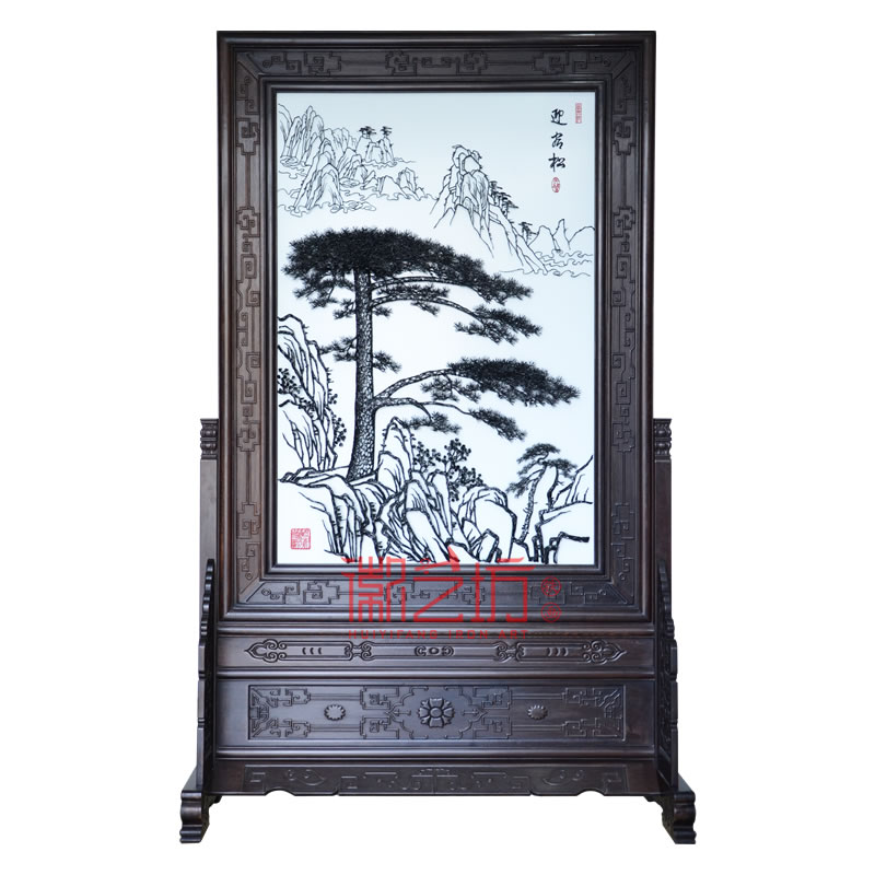 名師魏民春作品屏風迎客松鐵畫 家庭辦公隔斷屏風 非遺技藝純手工制作