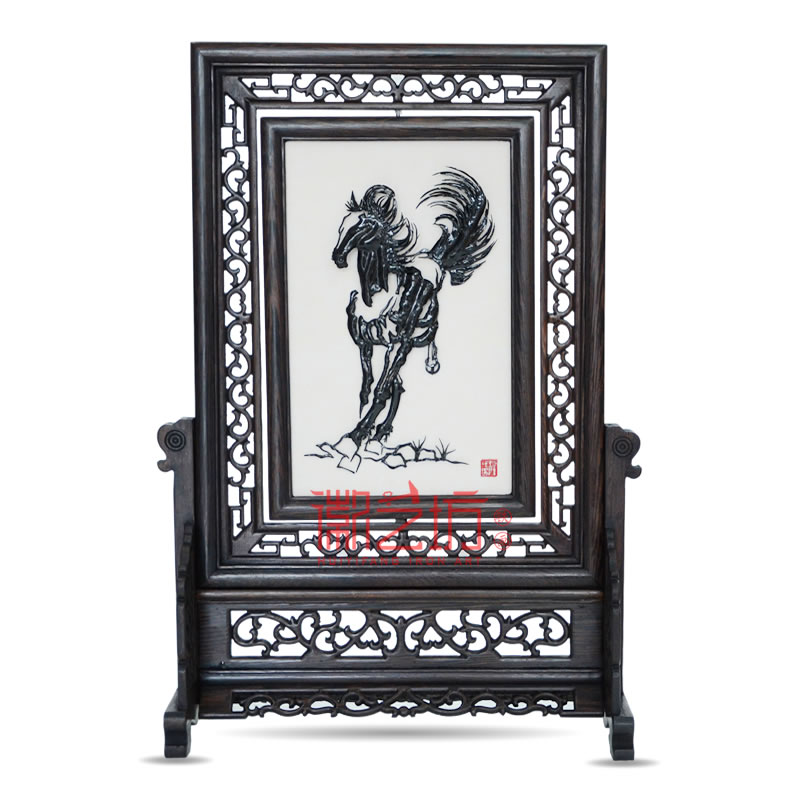 蕪湖鐵畫(huà)馬到成功迎客松臺(tái)屏擺件 國(guó)家級(jí)非遺純正手工鍛制