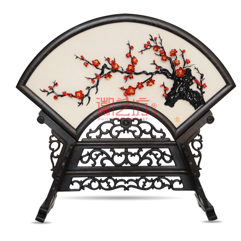 扇面臺(tái)屏擺件鐵畫(huà)梅花+家和萬(wàn)事興 家庭擺設(shè) 安徽特色非遺手工藝術(shù)品